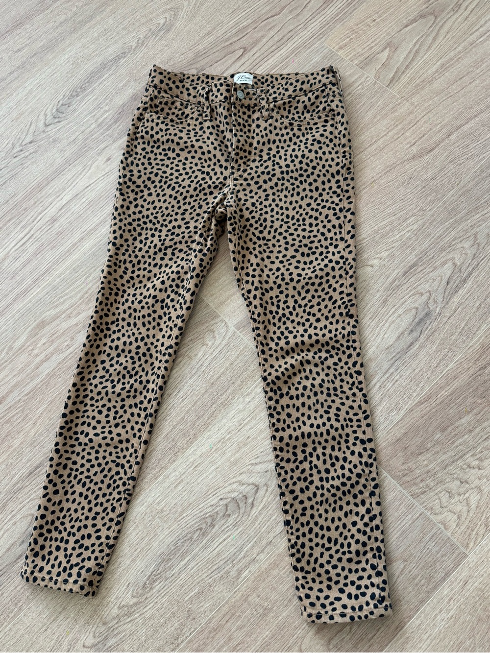 J. Crew Tan with Black Leopard Print Jeans